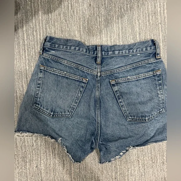 Agolde Parker Long High-Rise Light Blue Denim Shorts - Picture 4 of 4